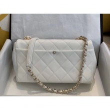 Best 1:1 Chanel Quilted Lambskin Large Flap Bag with Resin Chain AS1354 White 2019 Collection CE02886