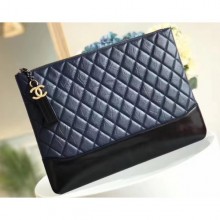 Best Chanel Aged Calfskin Gabrielle Pouch Clutch Large Bag A84288 Navy Blue CE03632