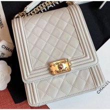 Best Chanel Boy North/South Small Flap Bag AS0130 Off White 2019 CE02637