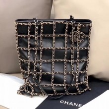 Best Copy Chanel Chain Lambskin Shopping Bag AS1383 Black 2020 Collection CE02543