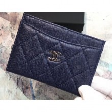 Best Imitation Chanel Caviar Leather Classic Card Holder A31510 Navy Blue CE00812