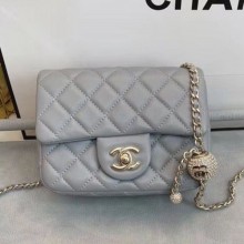 Best Imitation Chanel Quilted Leather Flap Bag with Crystal Ball AS1786 Gray 2020 Collection CE03006