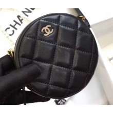 Best Quality Chanel Classic Round Clutch with Chain Bag A70657 Lambskin Black/Gold 2018 CE00574