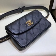 Best Quality Chanel Lambskin Flap Waist Bag/Belt Bag A88612 Black 2019 Collection CE00809