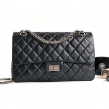 Chanel 2.55 Reissue Size 225 Bag in wrinkled calfskin black with silver hardware CE00505