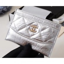 Chanel Aged Calfskin Gabrielle Card Holder A84386 Silver CE03418