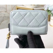 Chanel Aged Calfskin Gabrielle Zipped Coin Purse A84404 Pale Blue CE00506