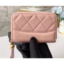 Chanel Aged Calfskin Gabrielle Zipped Coin Purse A84404 Pink CE02000