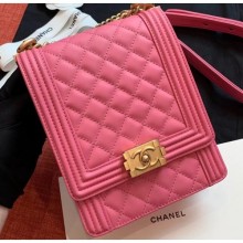 Chanel Boy North/South Small Flap Bag AS0130 Dark Pink 2019 CE04188