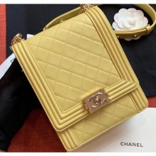 Chanel Boy North/South Small Flap Bag AS0130 Yellow 2019 CE02804