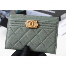 Chanel Caviar Leather Boy Card Holder A84431 Light Green CE00656