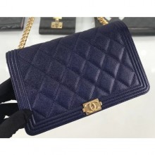 Chanel Caviar Leather Boy Wallet On Chain WOC Bag A81969 Navy Blue 2019 CE00566