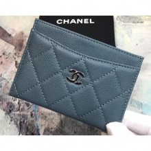 Chanel Caviar Leather Classic Card Holder A31510 Baby Blue CE03706