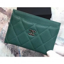 Chanel Caviar Leather Classic Card Holder A31510 Green CE03441