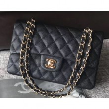 Chanel Caviar Leather Classic Flap New Small Bag A01113 Black/Gold 2018 CE03630