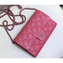 Chanel Classic Clutch with Chain WOC Bag A84512 Grained Calfskin Pink/Silver 2018 CE03711