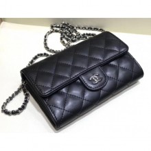 Chanel Classic Clutch with Chain WOC Bag A84512 Lambskin Black/Silver 2018 CE02401