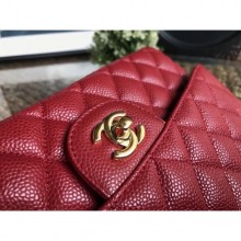 Chanel Classic Flap Medium Bag 1112 red in caviar Leather with gold Hardware CE00604