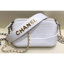 Chanel Crocodile Embossed Calfskin Gabrielle Clutch With Chain Bag A94505 White 2019 CE04067