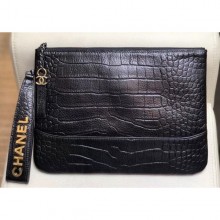 Chanel Crocodile Embossed Calfskin Gabrielle Pouch Clutch Small Bag A84287 Black 2019 CE03339