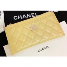 Chanel Iridescent Pearl Caviar Pouch Clutch Bag Yellow 2019 CE03426