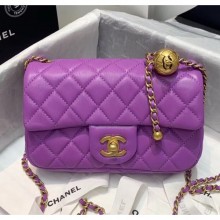 Chanel Lambskin & Gold-Tone Metal Flap Bag AS1787 Purple 2020 Collection CE03244