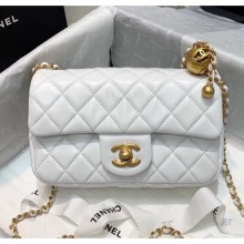 Chanel Lambskin & Gold-Tone Metal Flap Bag AS1787 White 2020 Collection CE03258