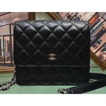 Chanel Lambskin Classic Wallet On Chain WOC Bag A84310 Black CE04101