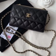 Chanel Lambskin Quilting Trendy CC Wallet with Chain Black 2018 Collection CE03238