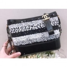 Chanel Sequins Gabrielle Small Hobo Bag A91810 Black/White 2019 CE04036