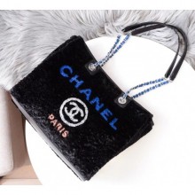 Chanel Shearling Deauville Small Shopping Bag Blue 2019 CE01808