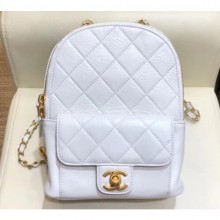 Chanel Waxy Calfskin CC Day Backpack Bag AS8866 White 2019 CE00610