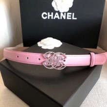 Chanel Width 2.5cm Smooth Calfskin Belt With Crystal Buckle Pink 2020 Collection CE02568