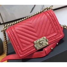 Cheap Chanel Chevron Boy Braided Small Flap Bag Red Cruise 2018 CE00921