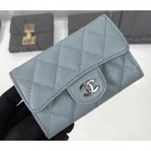 Cheap Knockoff Chanel Grained Leather Classic Flap Card Holder A80799 Gray/Silver CE03104