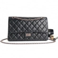 Copy Best Chanel 2.55 Reissue Size 226 Bag in wrinkled calfskin black with silver hardware CE02970