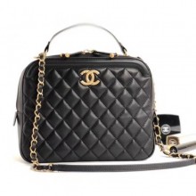 Copy Chanel Calfskin CC Vanity Case Medium Bag A57906 Black 2018 CE02124