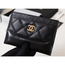 Fake Chanel Aged Calfskin Gabrielle Card Holder A84386 Black CE02888