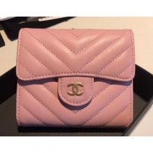 Fake Chanel Chevron Small Flap Wallet Pink 2018 CE03248