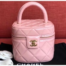 Fake Chanel Vintage Vanity Case Bag Patent Pink 2019 CE01220