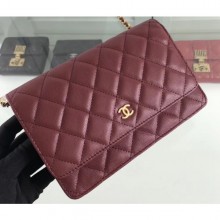 Fashion Copy Chanel Caviar Leather Wallet On Chain WOC Bag A33814 Burgundy 2019 CE01259