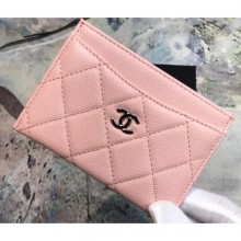 First-class Quality Chanel Caviar Leather Classic Card Holder A31510 Pink CE03328