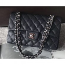 Hot Chanel Caviar Leather Classic Flap New Small Bag A01113 Black/Silver 2018 CE01171