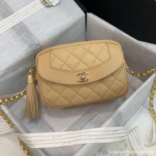 Hot Chanel Lambskin Tassel Camera Case AS0001 Light Beige 2019 Collection CE03565