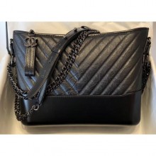 Hot Replica Chanel Gabrielle Medium Hobo Bag A93824 Chevron So Black 2019 CE02922