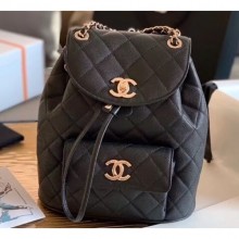 Imitation Chanel Caviar Leather Vintage Duma Backpack Bag AS1371 Black 2020 CE02544