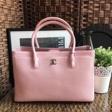 Knockoff Best chanel cerf tote bag in caviar leather pink with silver hardware CE03626