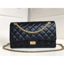 Replica Chanel 2.55 Reissue Size 227 Bag in wrinkled calfskin black with gold hardware CE03398