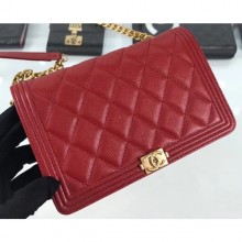 Replica Chanel Caviar Leather Boy Wallet On Chain WOC Bag A81969 Red 2019 CE00601