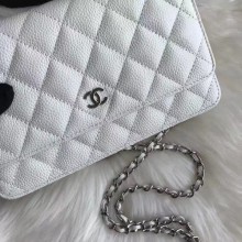 Replica Chanel Caviar Leather Quilting Wallet On Chain WOC White CE04042